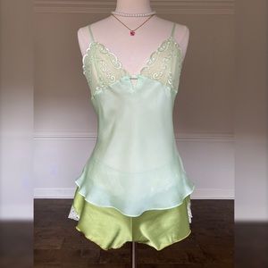 matcha lingerie set with cami top and satin short